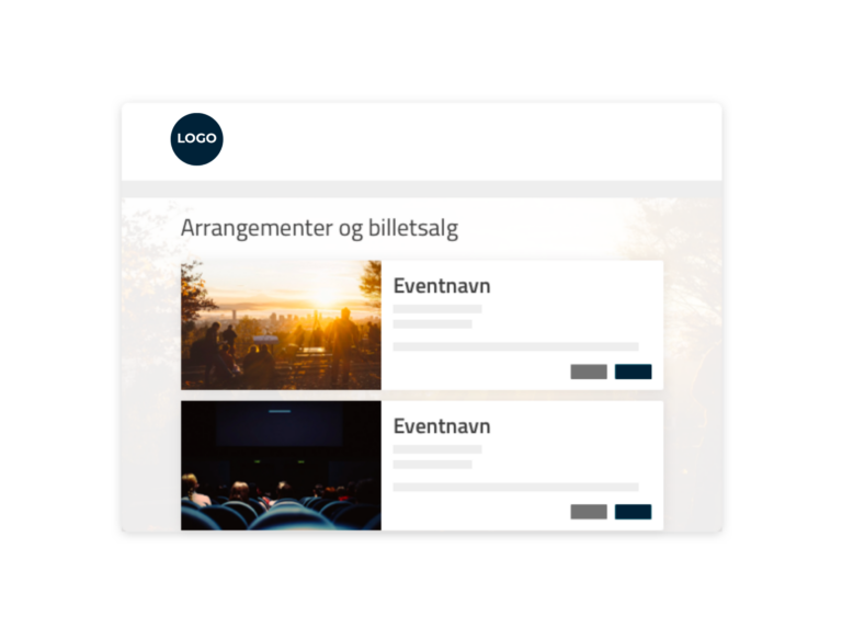 Et eventsite med billetsalg og tilmelding til to events.